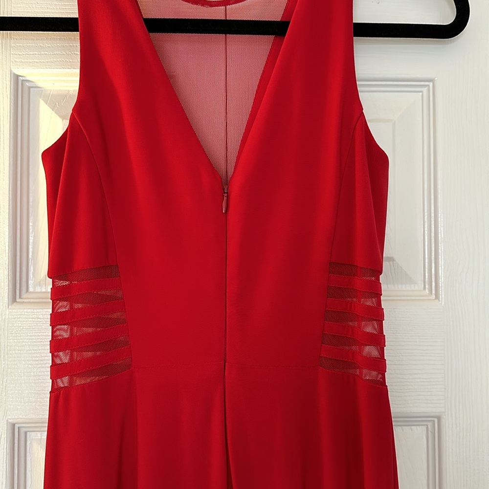 Red Gown with Mesh Cut outs - Picture 6 of 14